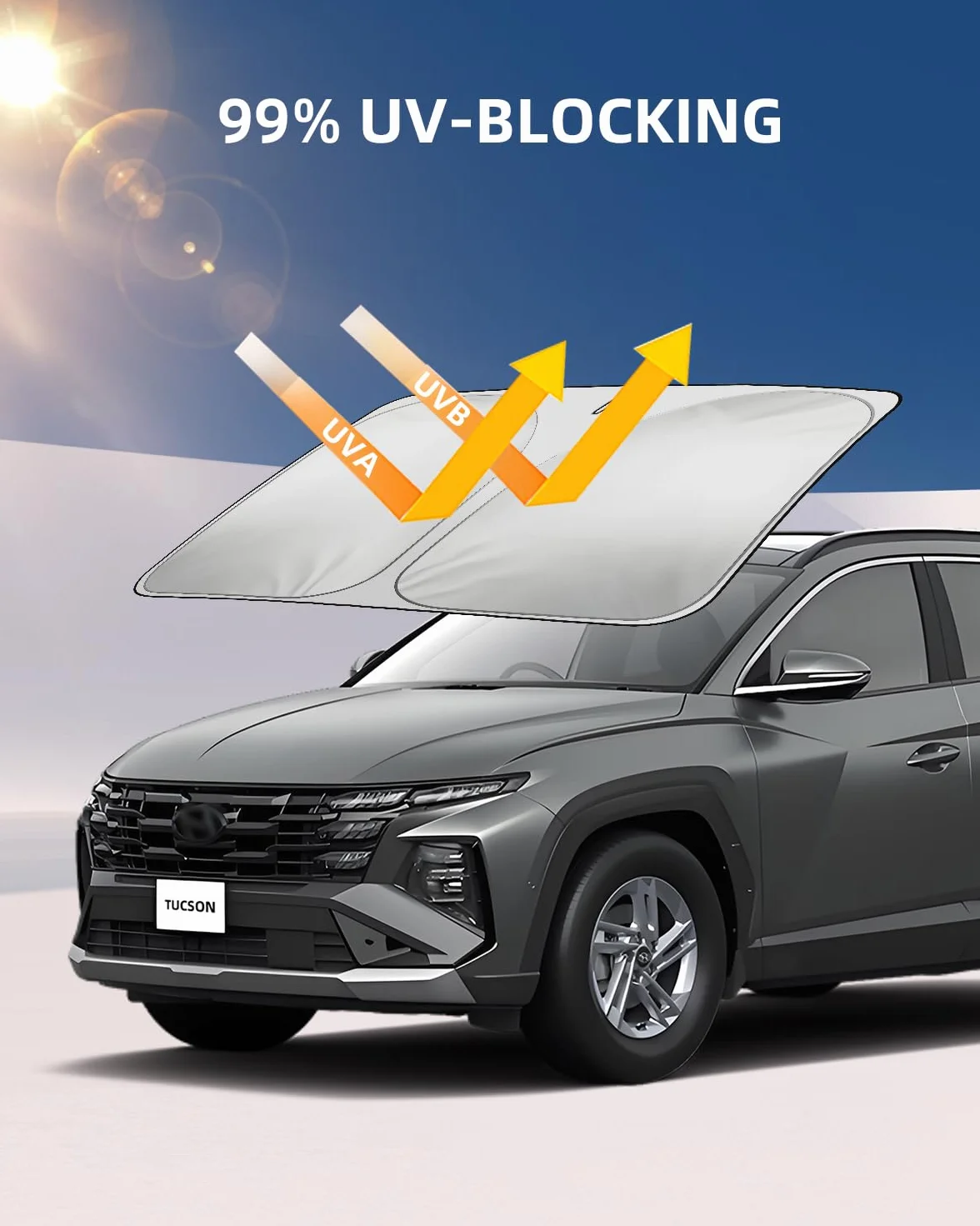 Składana Osłona Przeciwsłoneczna do Hyundai Tucson NX4 / TL, Osłona Przeciwsłoneczna na Przednią Szybę do Kia Sportage NQ5 / QL, Ochrona Przed Promieniowaniem UV Akcesoria