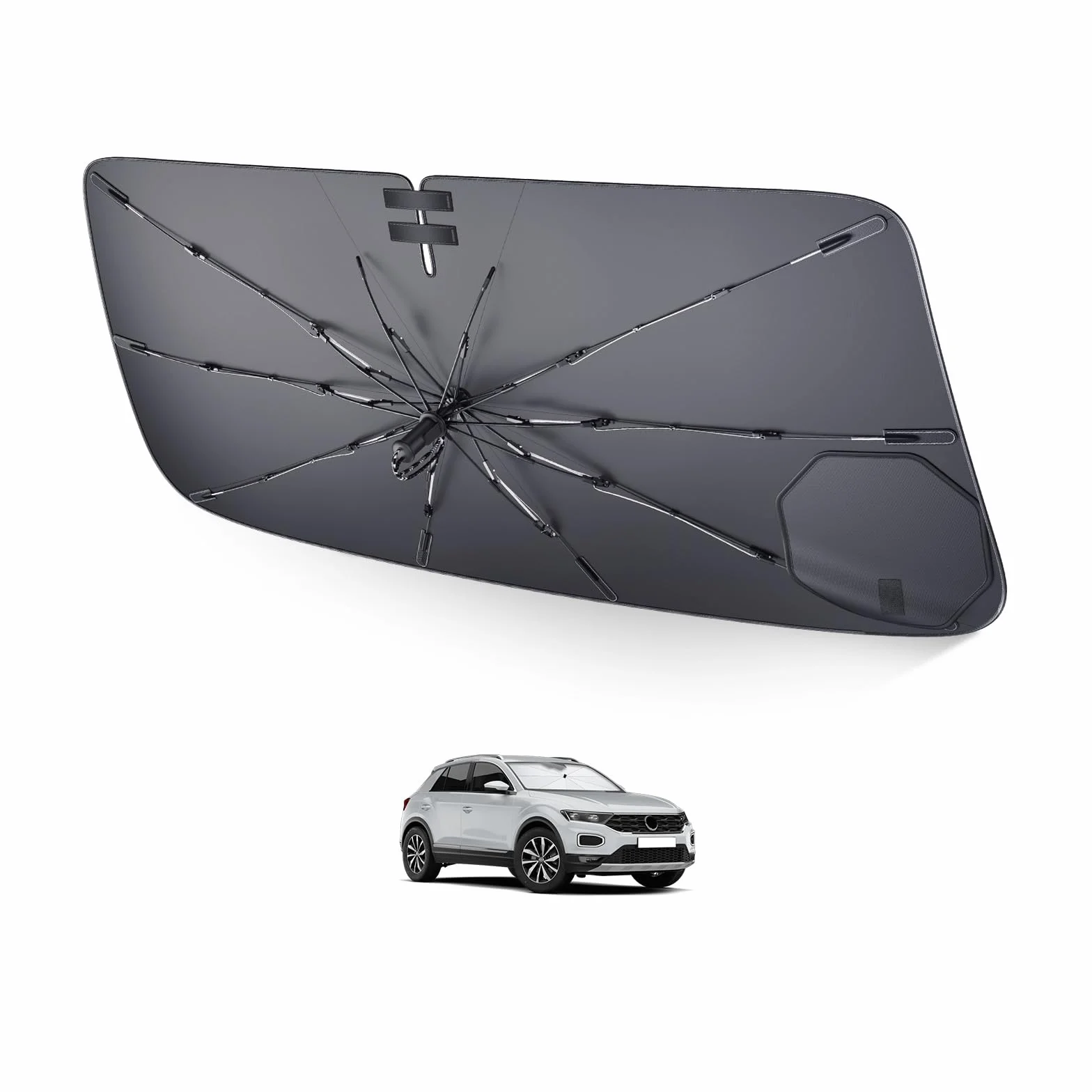 LUWU Parasol przeciwsłoneczny na przednią szybę samochodu, kompatybilny z VW T-ROC T ROC 2017-2025, składana szyba przednia, osłona przeciwsłoneczna, izolowana termicznie akcesoria T ROC R R-Line