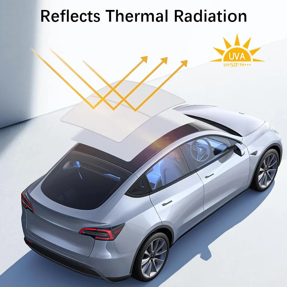 Ulepszony dach przeciwsłoneczny do Tesla Model Y 2025 Juniper, osłona przeciwsłoneczna, akcesoria do dachu z tyłu, osłona przeciwsłoneczna do Tesla Y Juniper, kolor beżowy