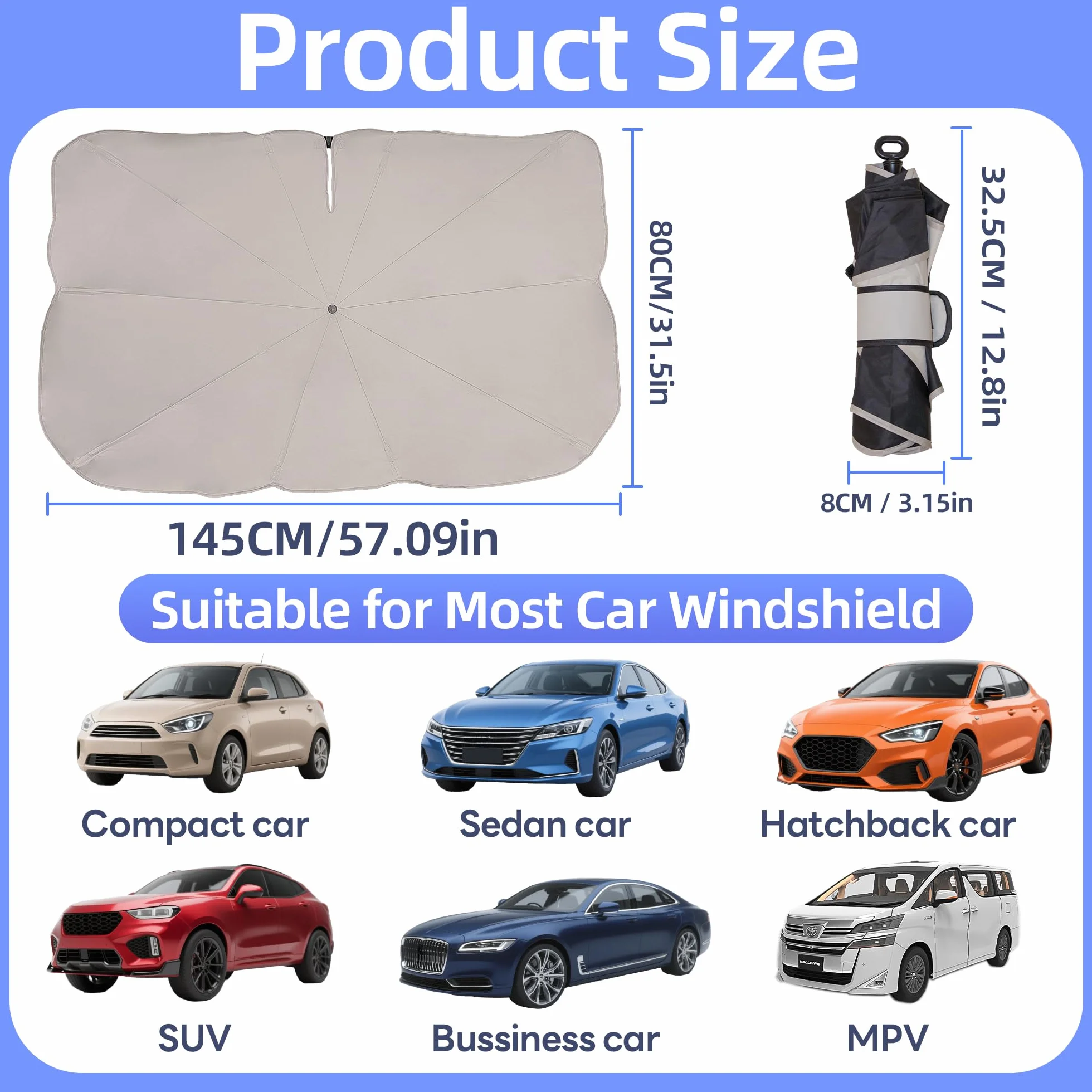 Parasol przeciwsłoneczny do samochodu, osłona przeciwsłoneczna do samochodu ochrona przed promieniowaniem UV, osłona przeciwsłoneczna samochodu wewnętrzna szyba, parasol samochodowy składana