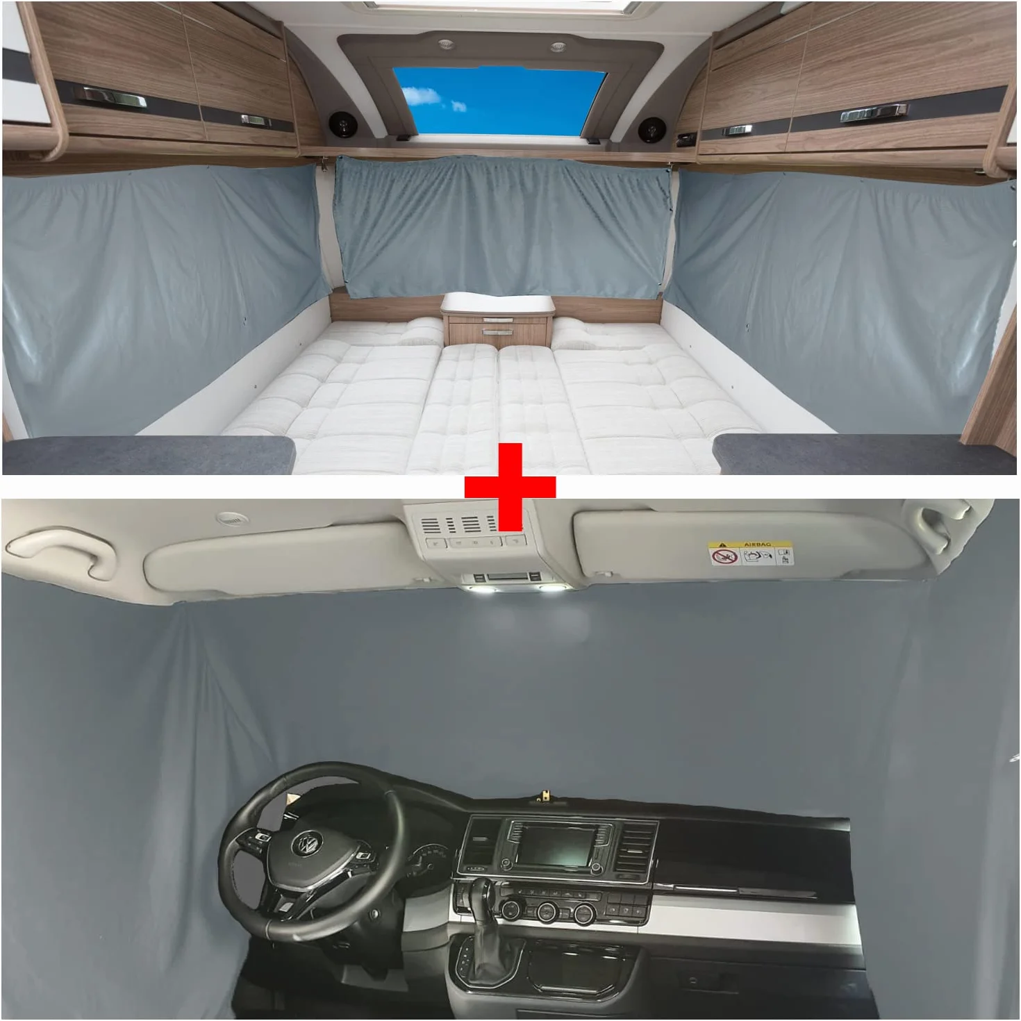 BREMER SITZBEZÜGE Blackout Zestaw zasłon kompatybilny z Ford Tourneo Custom od 2012 roku ochrona przed słońcem, kemping, akcesoria, kompletny zestaw, zasłony nieprzejrzyste