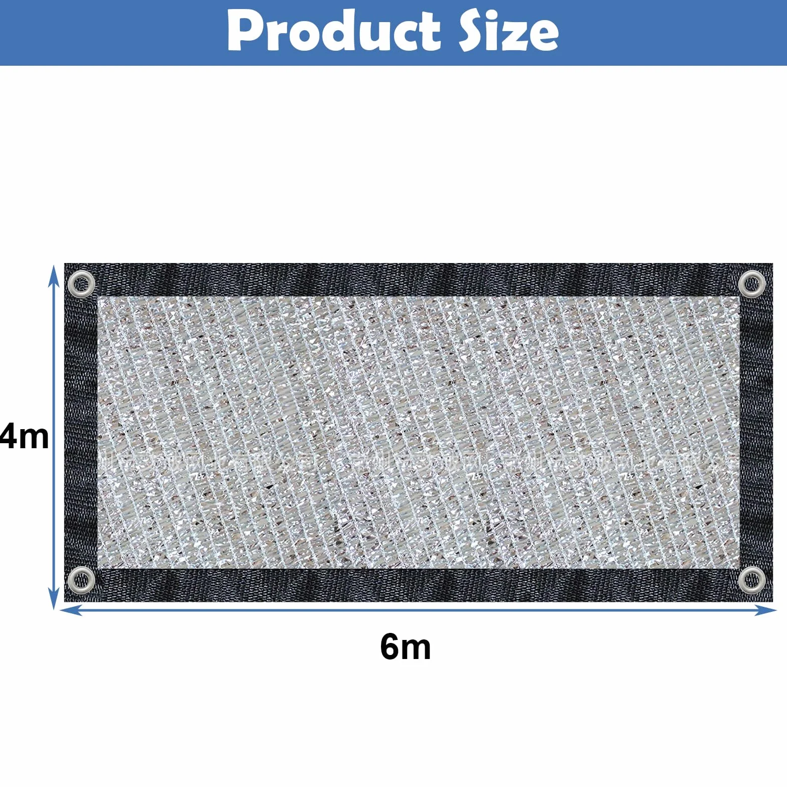 MaxAwe Osłona samochodowa, 75% aluminiowa, ochrona przed promieniowaniem UV, ochrona przed wysoką temperaturą, 4 x 6 m, do Green House, osłona przeciwsłoneczna z 4 x elastyczną linką, do samochodów