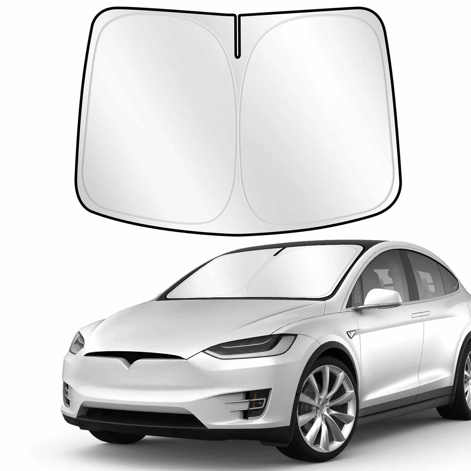 ZATOOTO Osłona przeciwsłoneczna na przednią szybę samochodu do Tesla Model Y Model 3, osłony przeciwsłoneczne na przednie okno, składana osłona przeciwsłoneczna na przednią szybę do Tesli, blokuje
