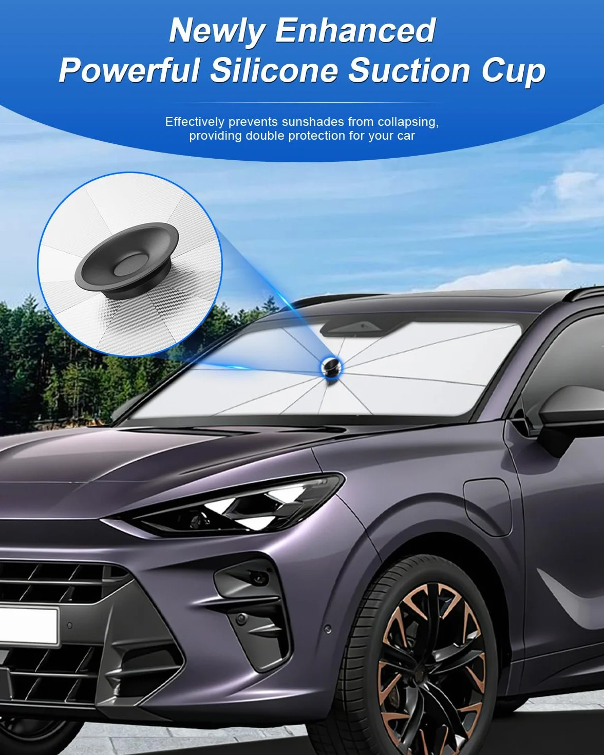 SHAOHAO Cupra Terramar 2024/2025/2026, ochrona przed słońcem do samochodu, osłona przeciwsłoneczna, łatwe przechowywanie, uchwyt sznurka, ochrona przed promieniowaniem UV, akcesoria