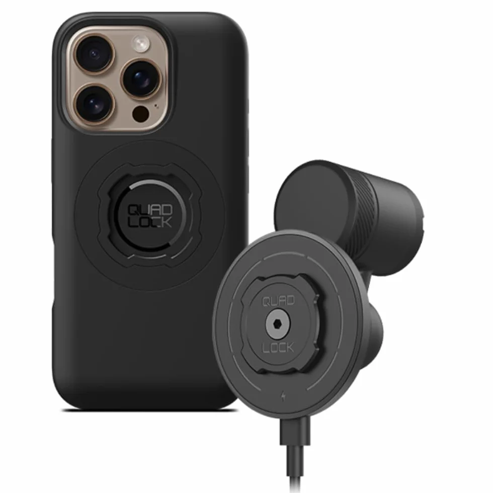 Quad Lock Uchwyt na telefon samochodowy na kratkę nawiewu z głowicą ładowarki bezprzewodowej MAG V2 i etui MAG na iPhone 16 Pro