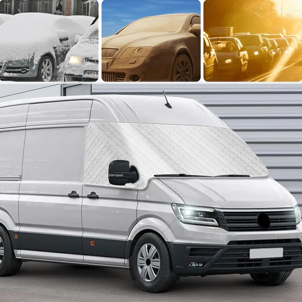 Osłona na przednią szybę kompatybilna z VW Crafter 2018-2025 – zewnętrzna osłona przedniej szyby, ochrona przed słońcem, śniegiem, lodem
