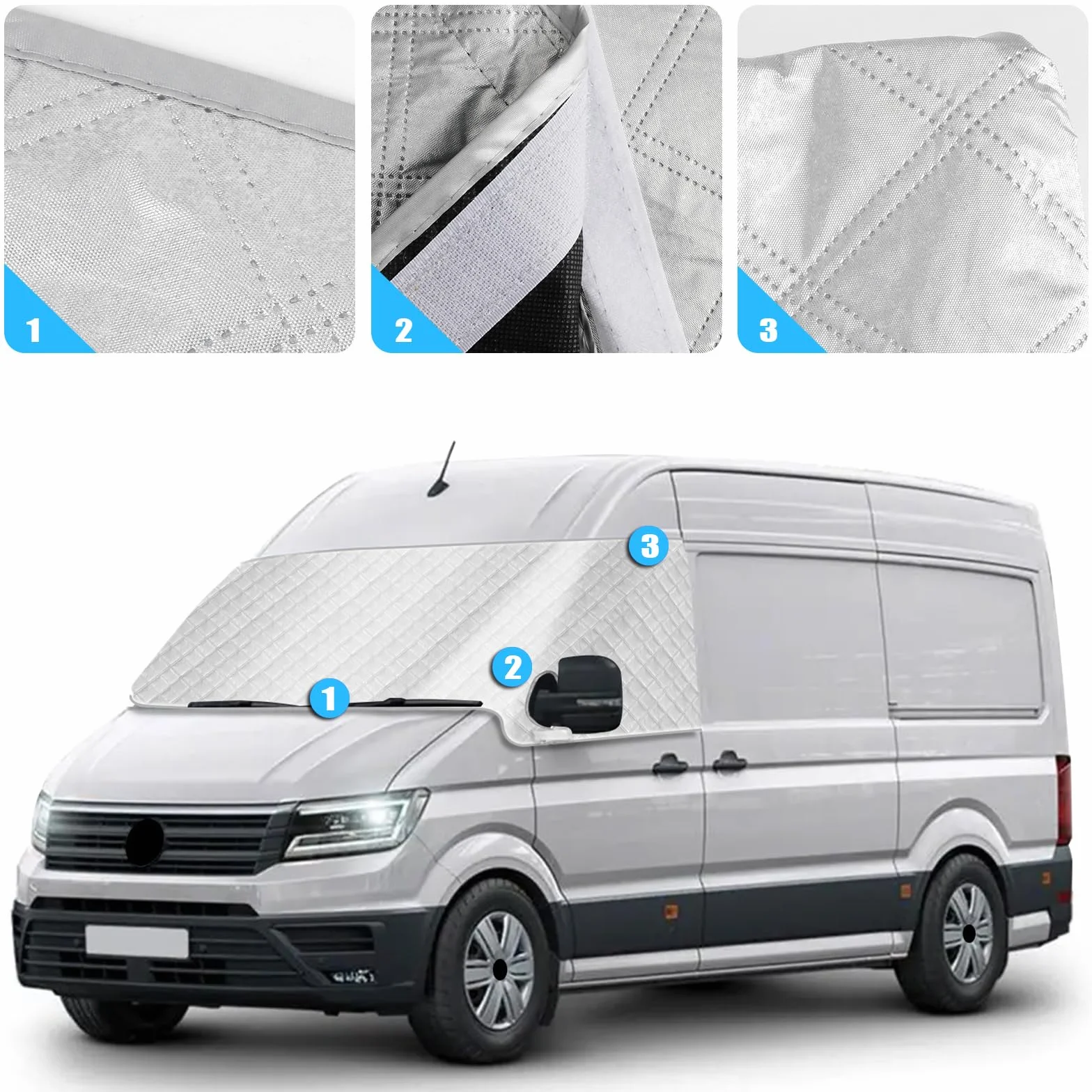 Osłona na przednią szybę kompatybilna z VW Crafter 2018-2025 – zewnętrzna osłona przedniej szyby, ochrona przed słońcem, śniegiem, lodem