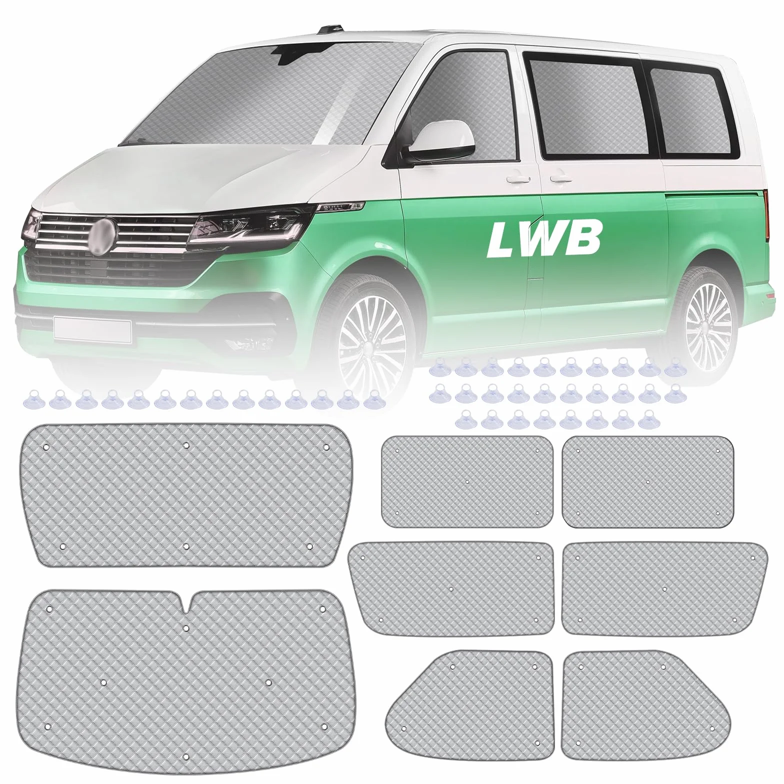 8 Szt. Mat Termicznych Do Kabiny Kierowcy LWB VW T4, Luksusowa Wewnętrzna Osłona Przeciwsłoneczna, Zestaw Do Zaciemnienia, Ochrona Przed Słońcem i Wiatrem