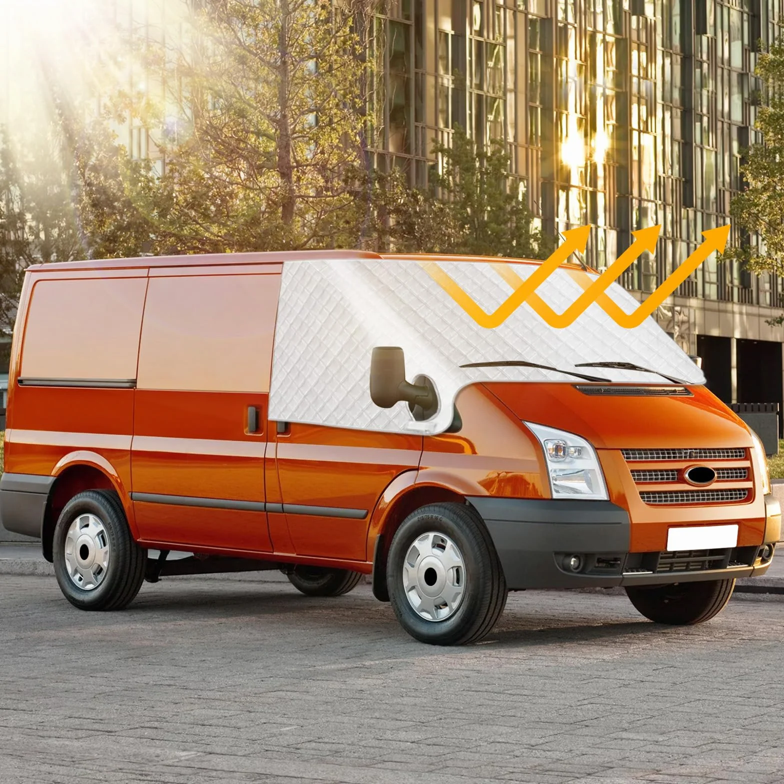 Osłona przedniej szyby kompatybilna z Ford Transit MK7 2000-2014 - Zewnętrzna termiczna osłona samochodu kempingowego, przednia szyba osłona