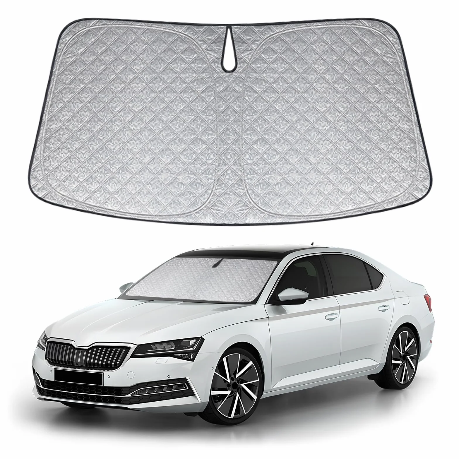 XCBYT Osłona przeciwsłoneczna na przednią szybę samochodu Skoda Superb 2016-2024, pogrubiona osłona przeciwsłoneczna, składana osłona przedniej szyby, ochrona przed promieniowaniem UV