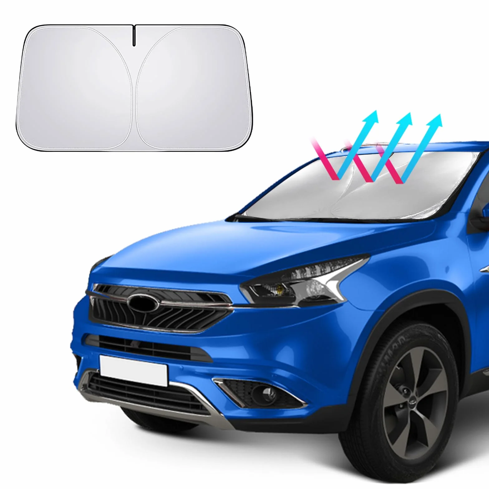 Do BMW X1/ix1 U11 2022, 2023, 2024, 2025, ochrona przed słońcem, zamiennik przedniej szyby samochodowej, ochrona przed słońcem do wnętrz, składany parasol przeciwsłoneczny (kolor srebrny)