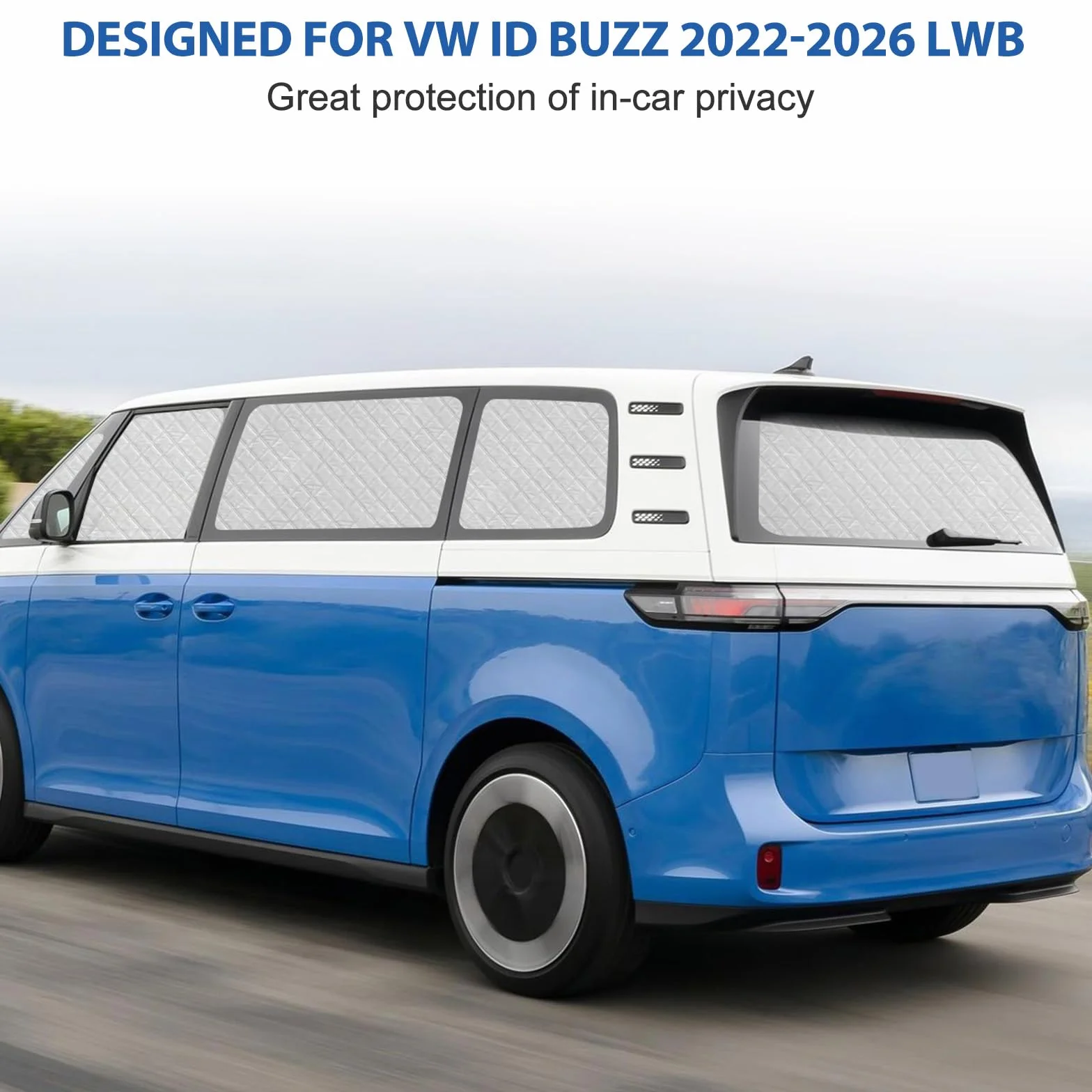 Osłona przeciwsłoneczna na przednią szybę kompatybilna z VW ID Buzz 2022-2026 LWB, 10 sztuk Zestaw ochraniaczy przedniej szyby, zestaw okien termicznych do wnętrza z torbą do przechowywania