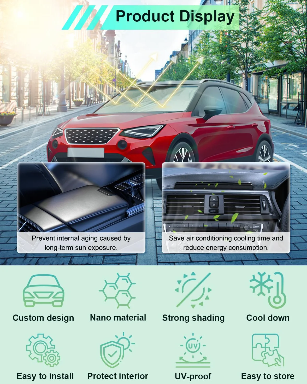 GAFAT Seat Arona FR/Facelift 2017-2024 2025 Osłona Przeciwsłoneczna Na Przednią Szybę, Ochrona Przed Promieniowaniem UV, Akcesoria
