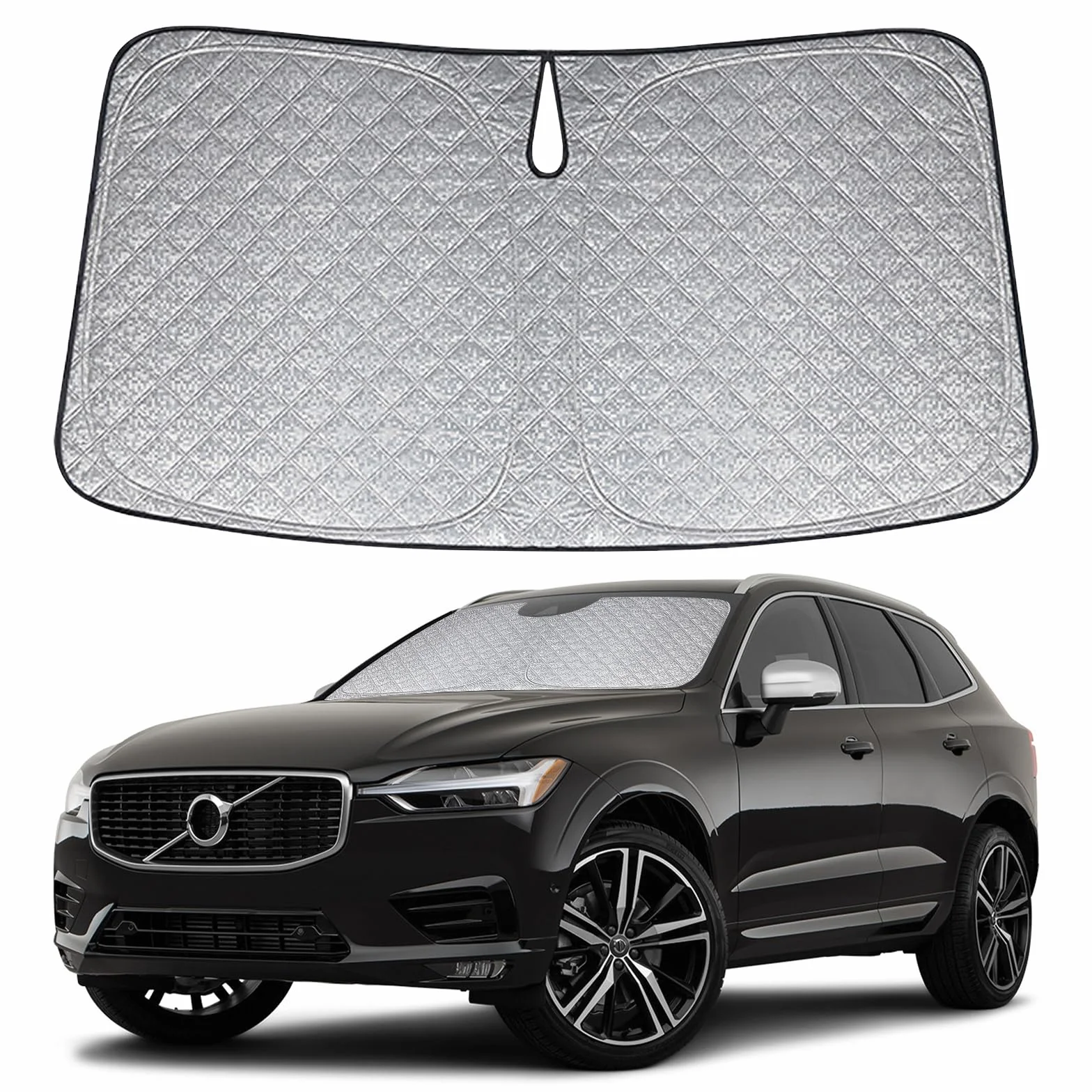 Osłona przeciwsłoneczna na przednią szybę samochodu, zamiennik do Volvo XC60 2018-2024, składana ochrona przed słońcem na przednią szybę samochodu, blokuje 99% UVR i utrzymuje chłód pojazdu