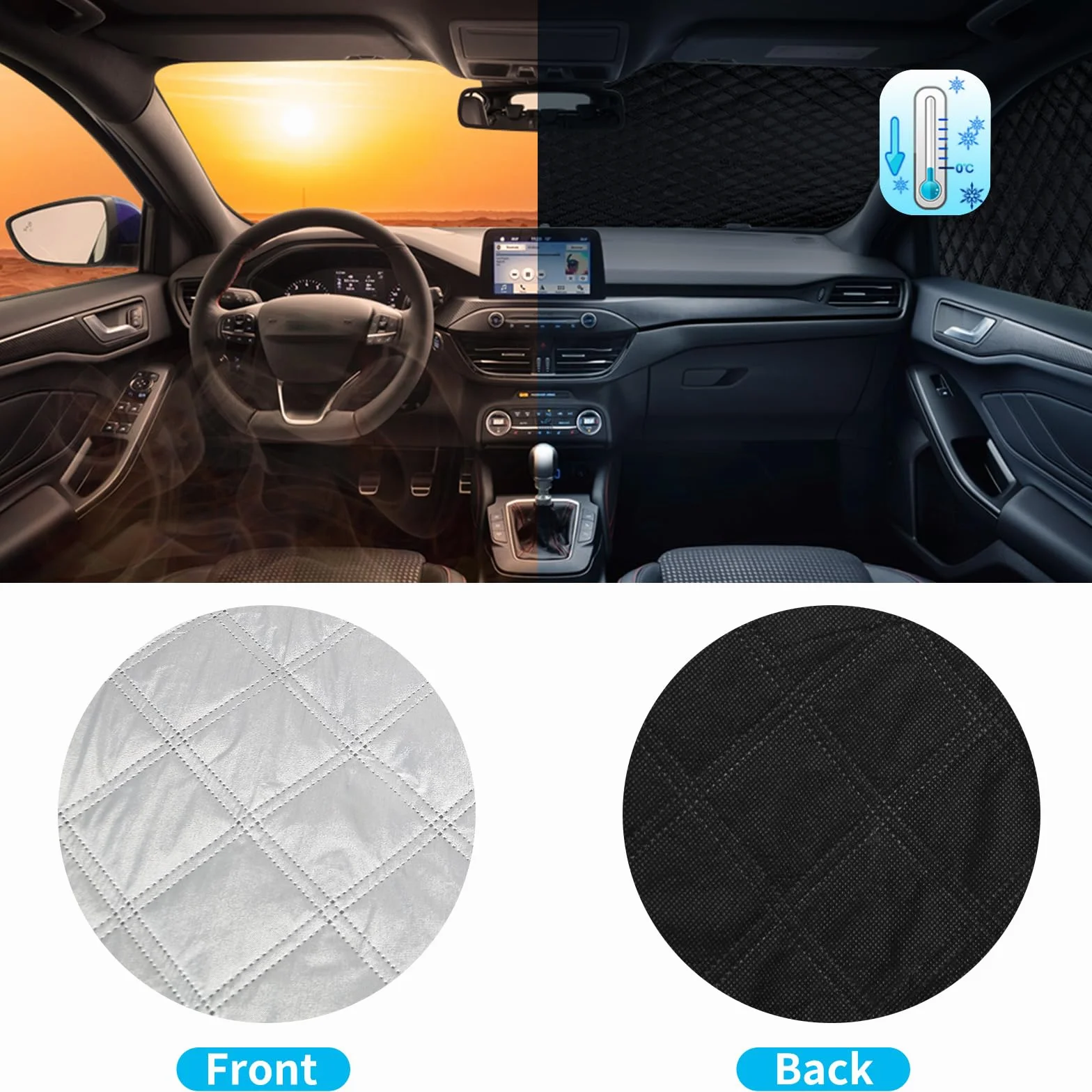 Osłona przedniej szyby kompatybilna z Ford Transit MK7 2000-2014 - Zewnętrzna termiczna osłona samochodu kempingowego, przednia szyba osłona