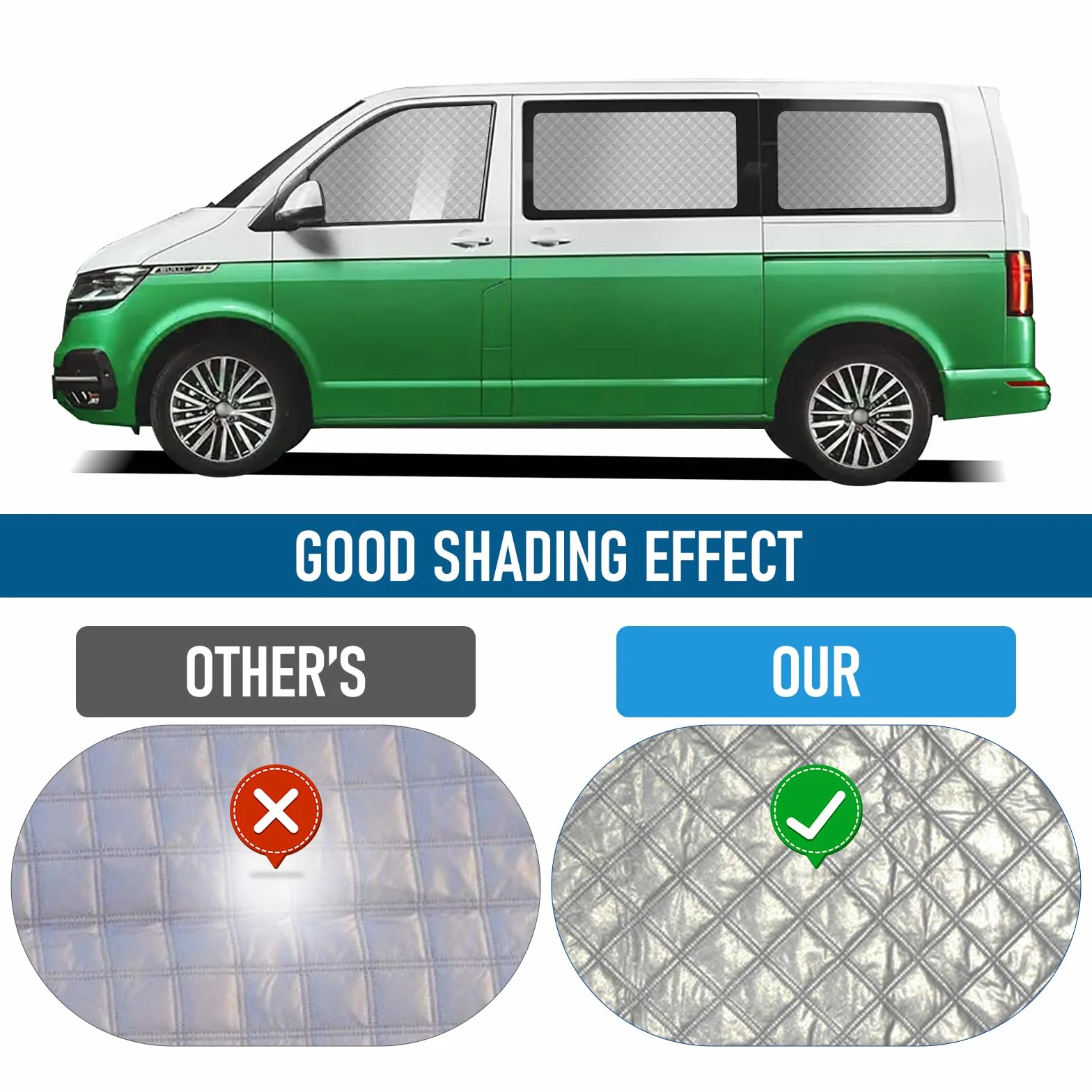 8 Szt. Mat Termicznych Do Kabiny Kierowcy LWB VW T4, Luksusowa Wewnętrzna Osłona Przeciwsłoneczna, Zestaw Do Zaciemnienia, Ochrona Przed Słońcem i Wiatrem