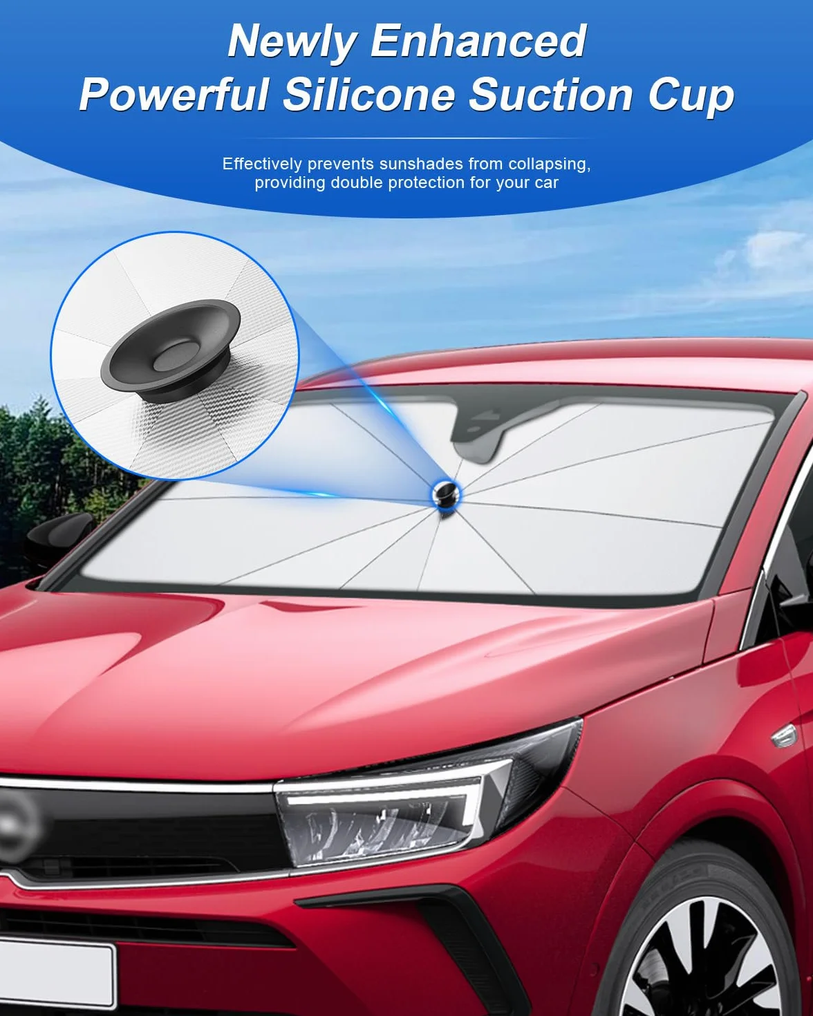 SHAOHAO Osłona przeciwsłoneczna kompatybilna z Opel Grandland 2025/2026, ochrona przed słońcem, łatwe przechowywanie, uchwyt sznurka, ochrona przed promieniowaniem UV, akcesoria
