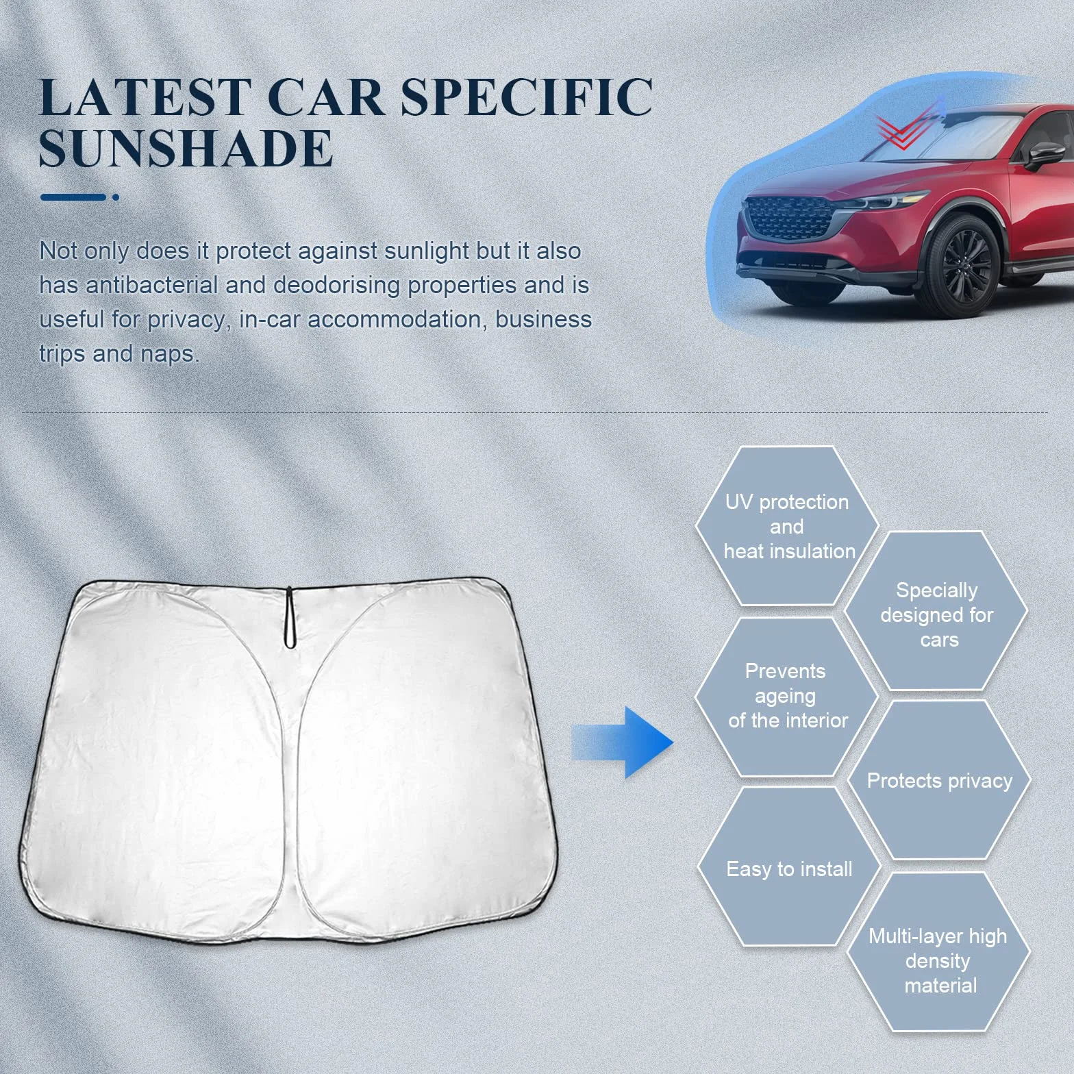 BIBIBO M*azda CX-5 Osłona przedniej szyby samochodowej, kompatybilna z M*azda CX-5 CX5 / KF 2. 2017-2024, ochrona przed słońcem