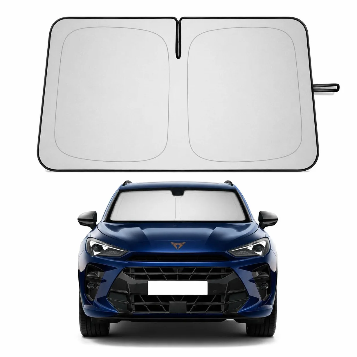 SHAOHAO [Upgrade] Samochodowa osłona przeciwsłoneczna do Cupra Terramar 2024/2025/2026, składana osłona przeciwsłoneczna na przednią szybę ze srebrną powłoką, ochrona przed promieniowaniem UV i wysoką