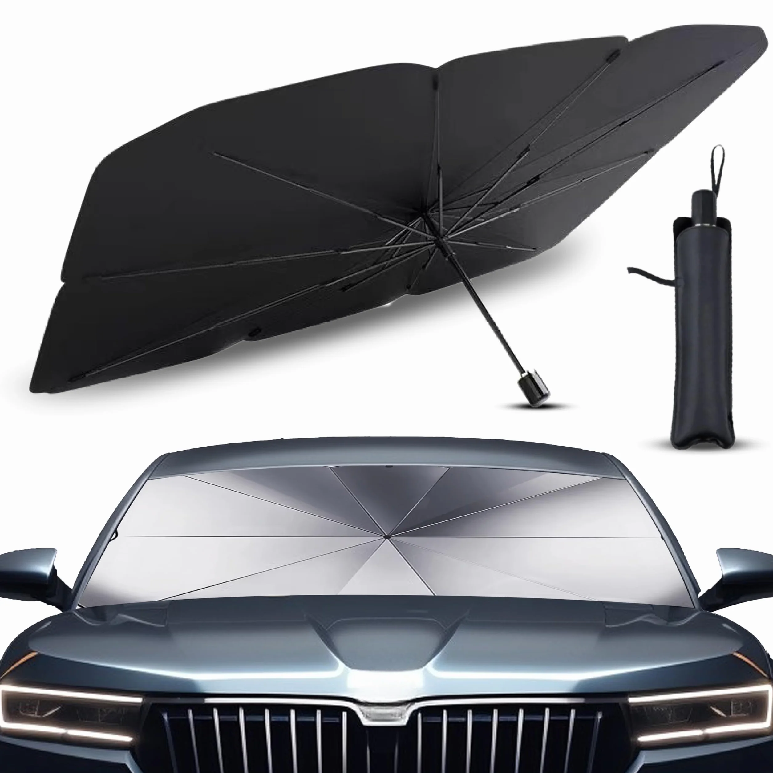 Osłona przeciwsłoneczna SUV i ciężarówka, parasol 140 x 80 cm, odporny na UV, obracalna osia 360°, powłoka tytanowa