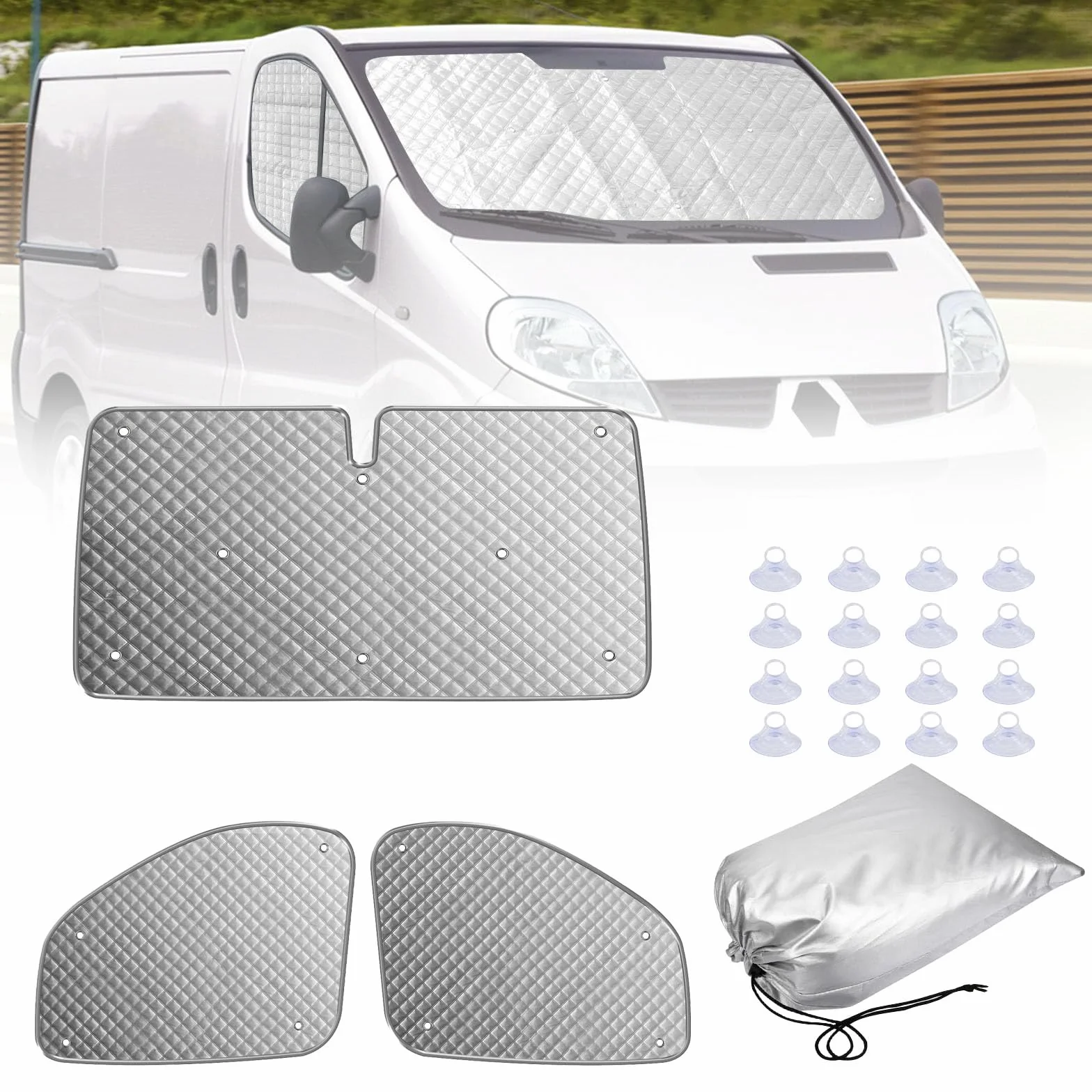 mata termiczna do kabiny kierowcy, zamiennik do Renault Trafic 2001-2014, luksusowa osłona przeciwsłoneczna do Opel Vivaro 2001-2014, ochrona przed słońcem