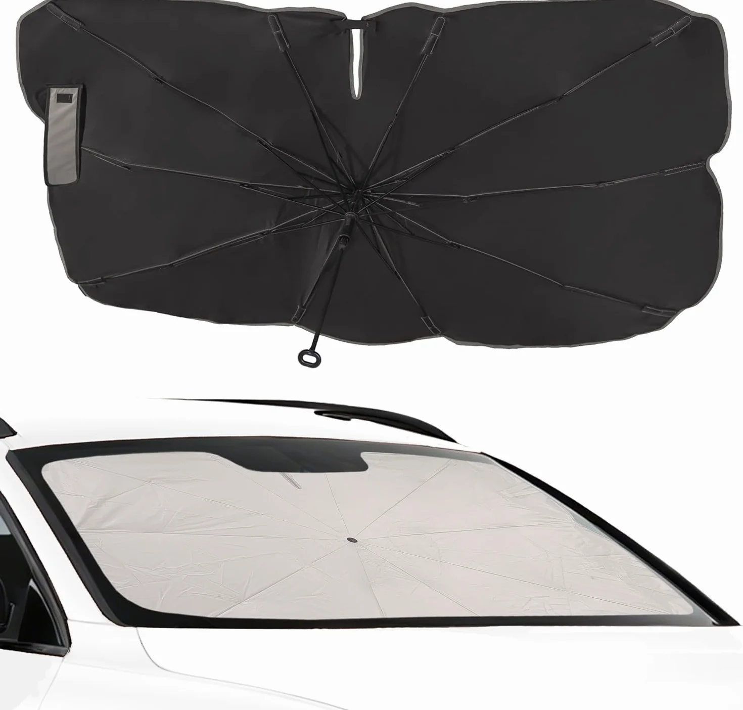 osłona przeciwsłoneczna do samochodu, składany parasol przeciwsłoneczny do samochodu 145 x 80 cm, na lato, obracany przedni, ochrona przed promieniowaniem UV, do większości samochodów, SUV-ó