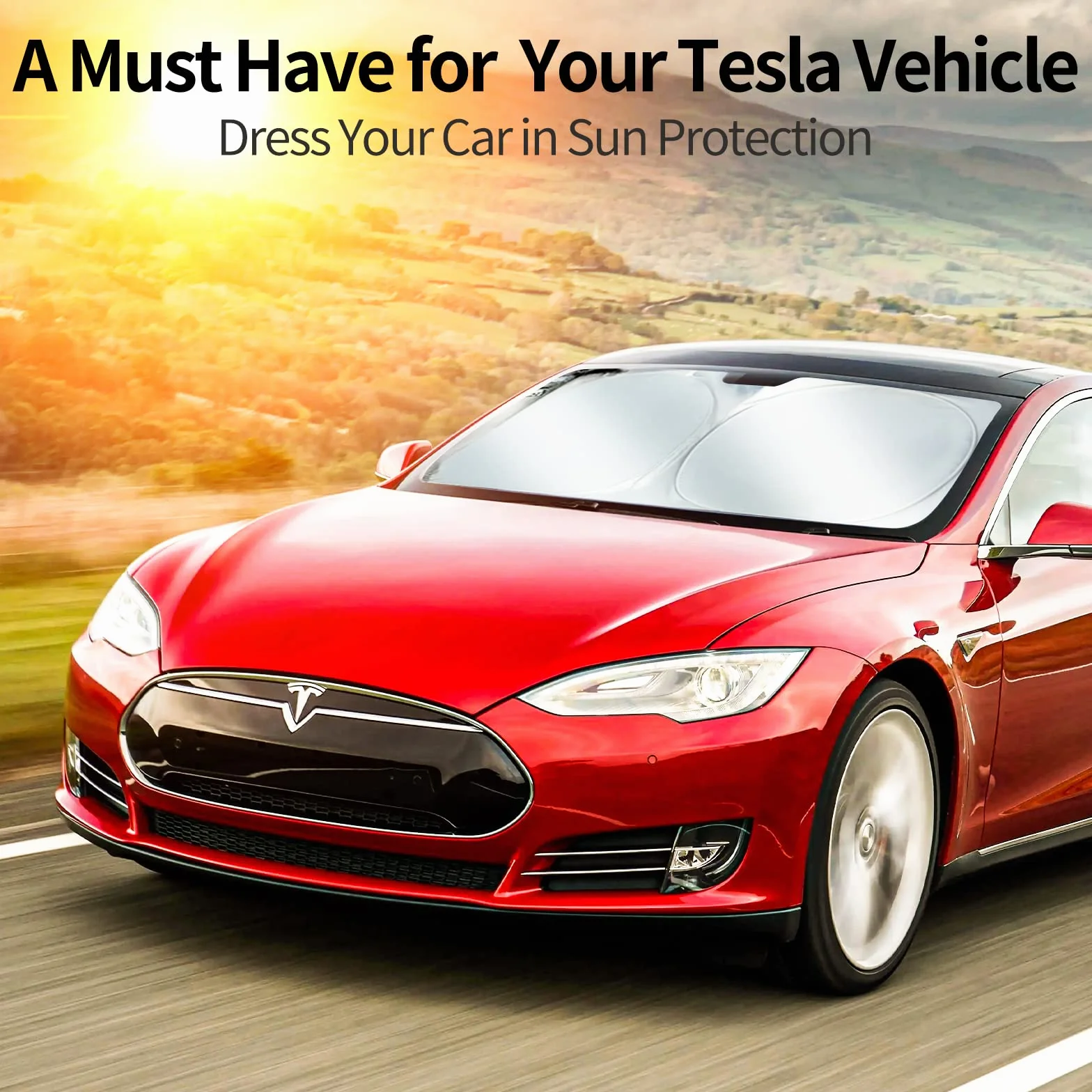Osłona przeciwsłoneczna zaprojektowana dla Tesla Model 3 Y, przednia szyba, dwuwarstwowa tkanina blokująca światło, składana osłona przeciwsłoneczna z torbą do przechowywania, akcesoria do Tesli