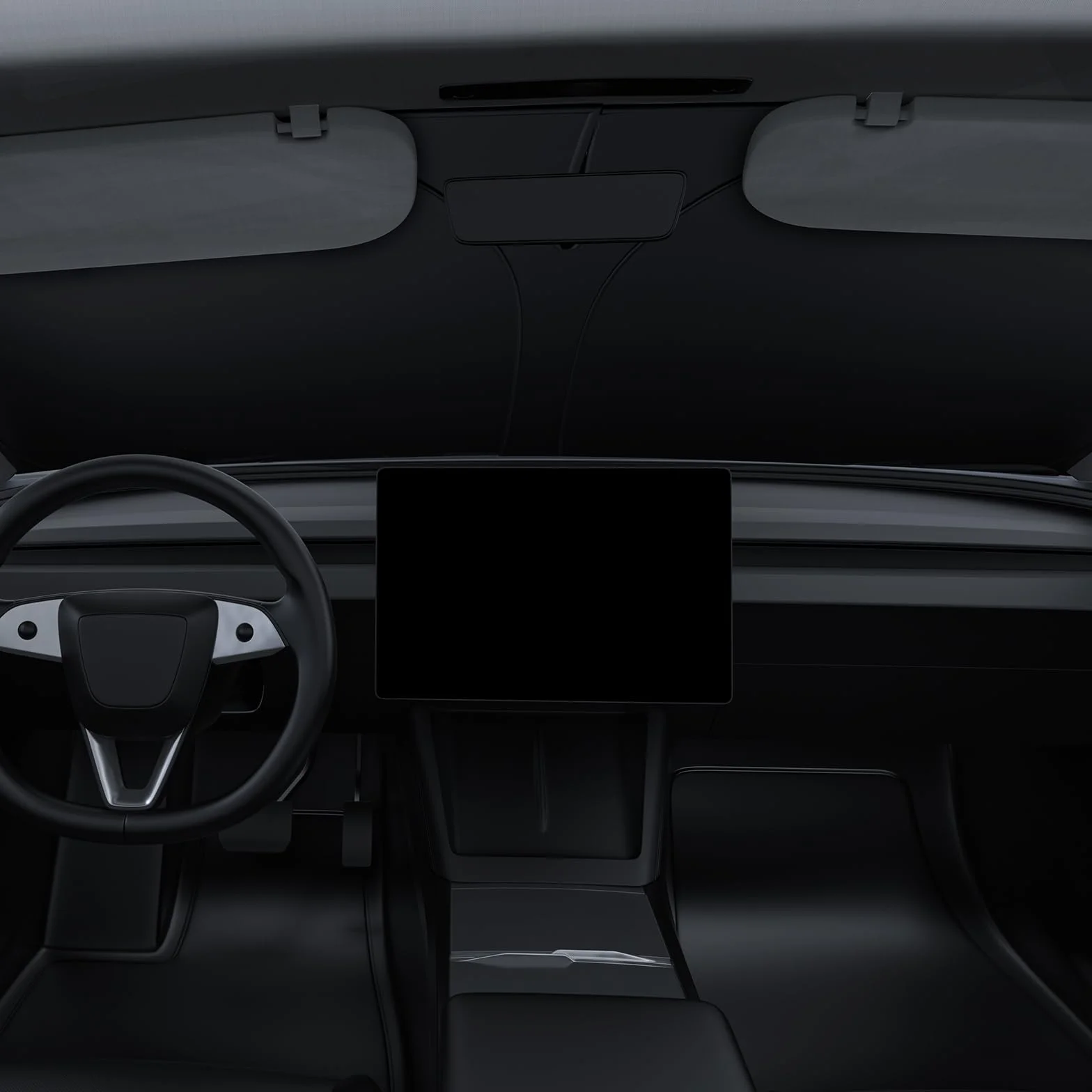 BASENOR Roleta Słońca Do Szklanki Przedniej Tesla Model 3 2017-2026/Model Y 2020-2026, Zwijana Pełne Pokrycie [Srebrna], Ochrona Przed Ciepłem/UV, Akcesoria (Standard/Premium/Wydajność)