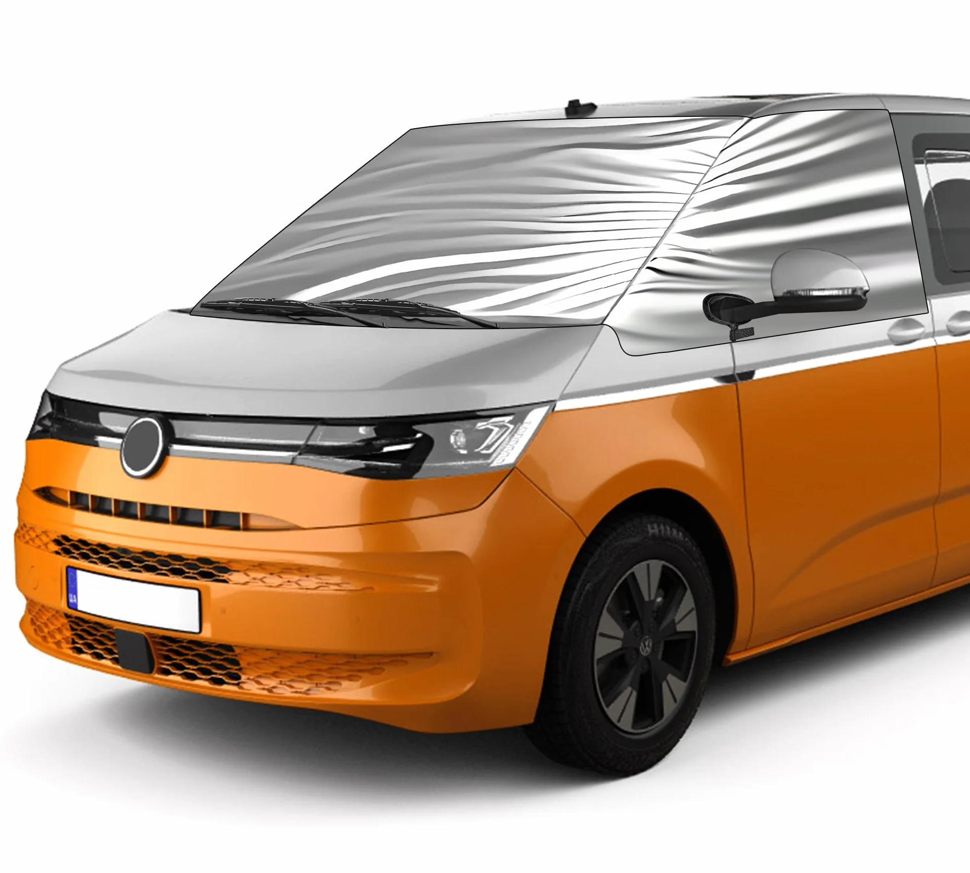 Osłona przedniej szyby Wrap Cover zamiennik dla VW Caravelle/Transporter/Multivan T7, luksusowa srebrna osłona przedniej szyby, składana osłona przeciwsłoneczna przedniej szyby, maty termiczne